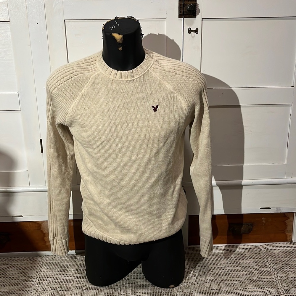 American Eagle Outfitters Beige Crewneck Sweater